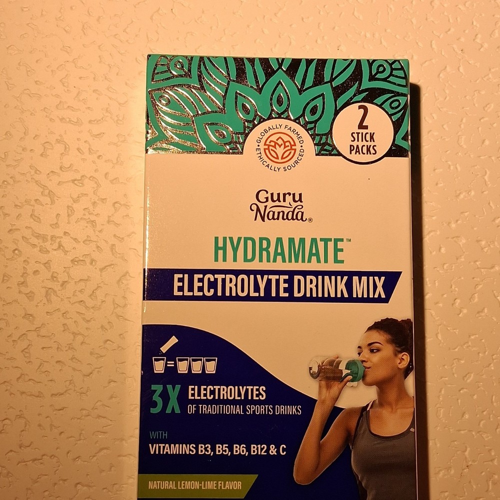 GuruNanda Hydramate Electrolyte Drink Mix Natural Lemon-Lime 2 Servings 16g