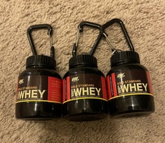 Portable Protein and Supplement Powder Funnel Key Chain Gym Container. 3 Pack