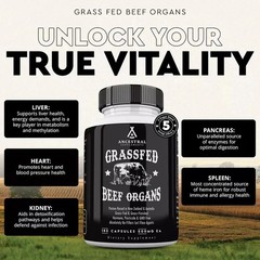 2(PACK) Ancestral Supplements Grass Fed Beef Organ Supplement – 180 Capsules US
