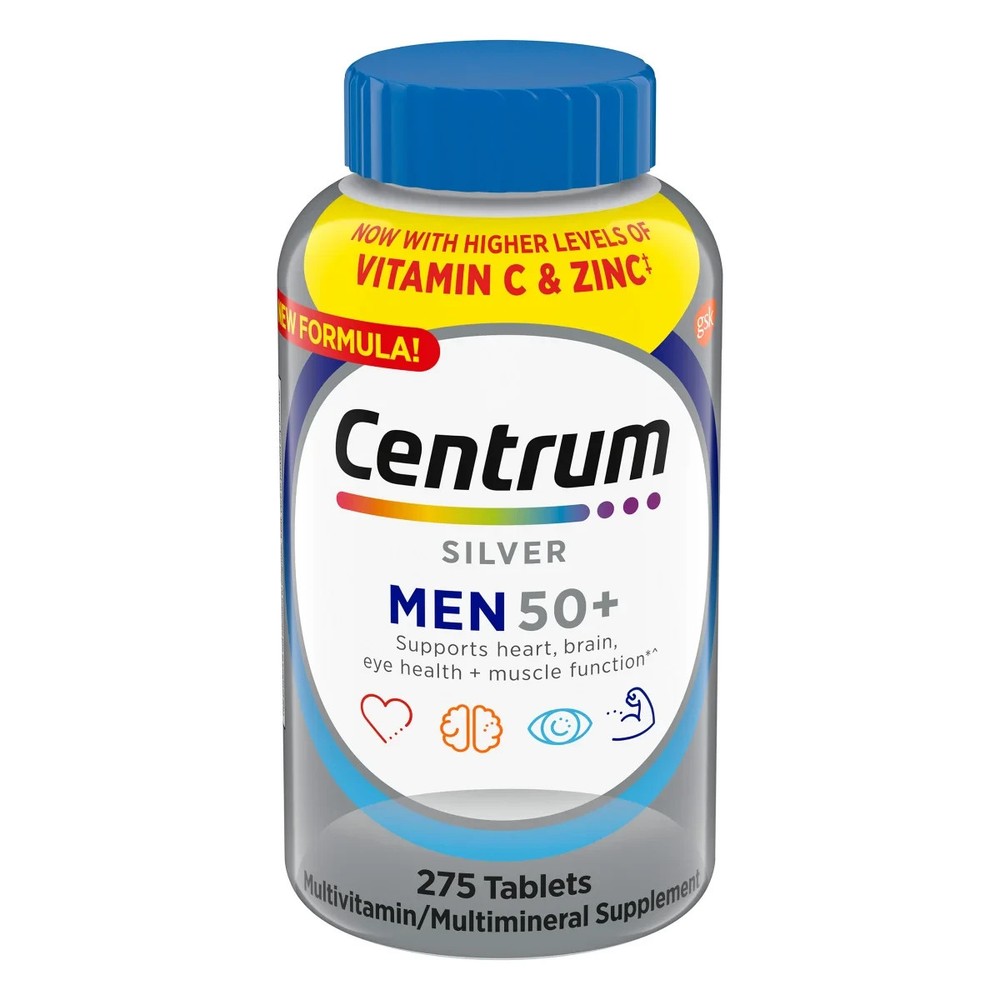 Centrum Silver Men 50+ Multivitamin 275 Tablet Non-GMO Gluten Free Senior Health