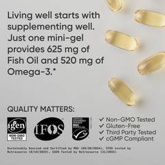Fish Oil Mini-Softgels Easy to Swallow Omega-3 Fatty Acids 625mg 120 Capsules