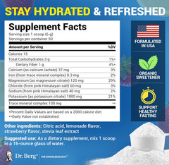 Dr. Berg Zero Sugar Keto Electrolyte Powder, Strawberry Lemonade, 50 Servings