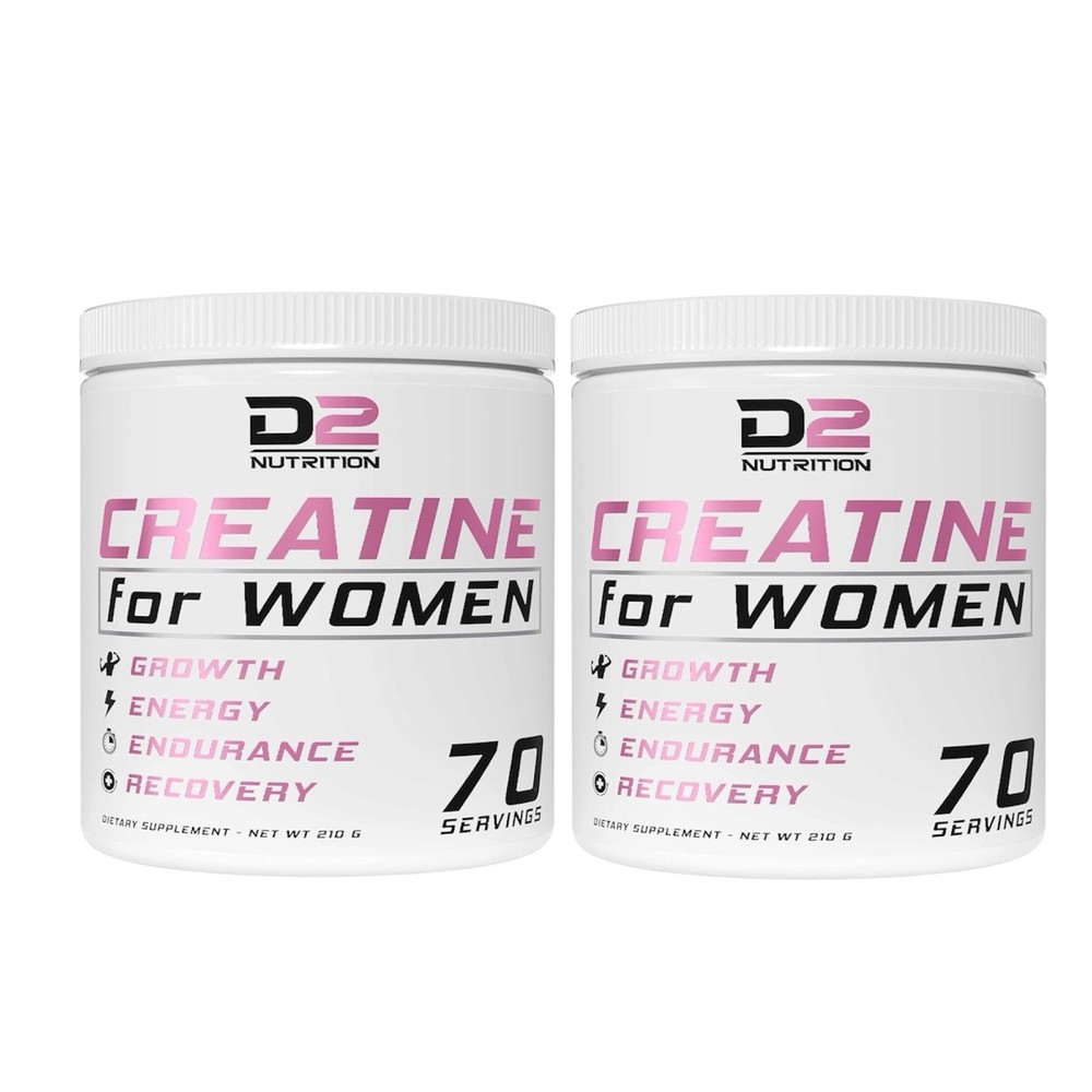 2 Pack D2 Nutrition Creatine for Women 210g 70 Servings, Muscle & Energy Support