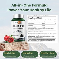 Flynew Shilajit Ultra Optimal Potency, Shilajit Extract with L-Arginine 2 pac…