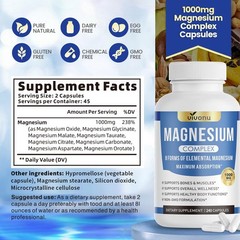1000mg Magnesium Complex for 90 Count (Pack of 1), 1 Bottle | 90 Capsules