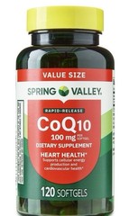 Spring Valley Rapid-Release CoQ10 Heart Health Dietary Supplement Softgels100mg.