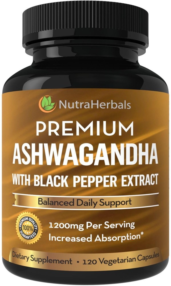 NUTRAHERBALS Ashwagandha Supplement Made with Premium 120 Count (Pack of 1)
