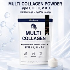 Multi Collagen Peptides Powder Type I II III V X VitaminC Biotin Hyaluronic Acid