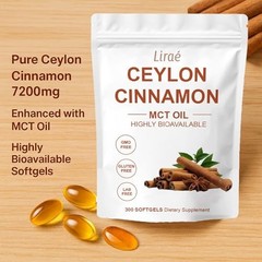 Ceylon Cinnamon Softgels 7200mg with MCT Oil, Non-GMO, Gluten-Free, 300 Count