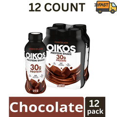 Oikos Protein Shake Chocolate 30g Protein 12 fl oz 12 Count Shelf Stable Bottles