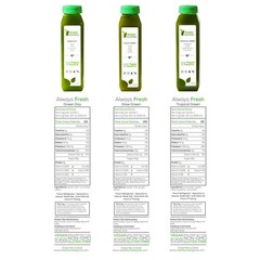 RAW Fountain 3 Day GREEN Juice Cleanse, All Natural Cold Pressed Detox 18ct 12oz