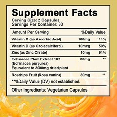 Zinc, with Vitamin C, D3 120pcs, Support Joint and Immune Health, Antioxidant