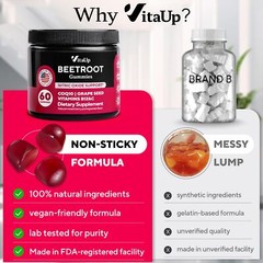 VitaUp Beet Root Gummies – Beet Gummies – Red Beets Supplements with Beetroot…