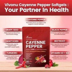Cayenne Pepper Supplement | Circulation & Heart | Health Vit E D3 K2 Grape Seed