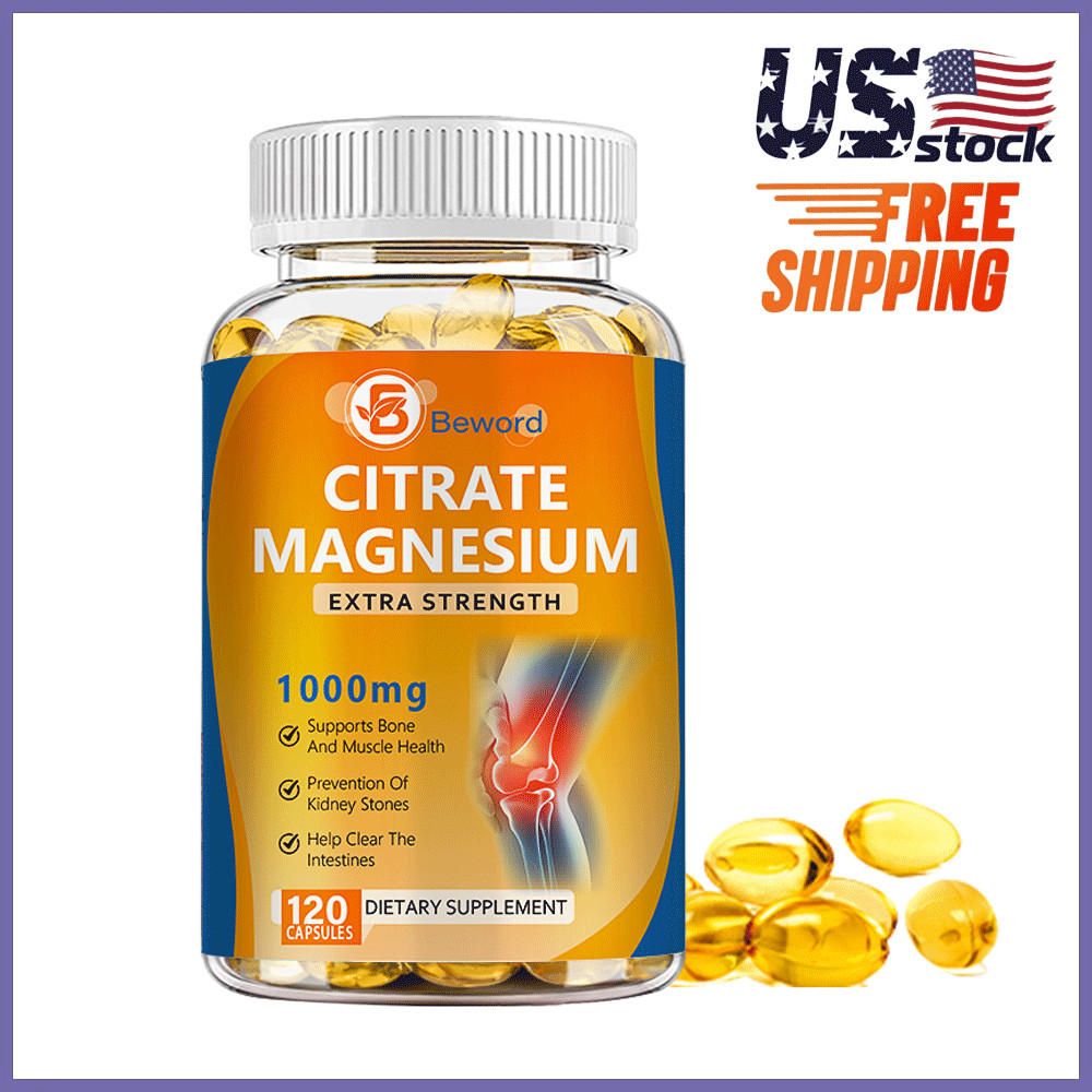 120 Caps Magnesium Citrate 1000mg Capsules Super Strong Effective Vegan Capsule