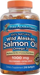 Pure Alaska Omega-3 Extra Virgin Wild Alaskan Salmon Oil 1000mg, 210 Softgels