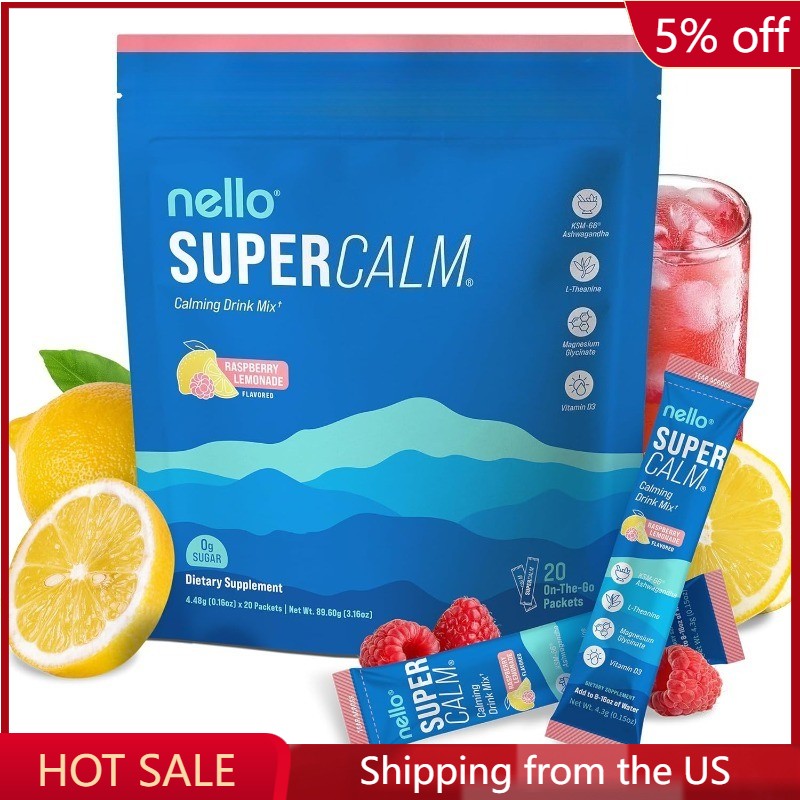 Drink Lemonade, Raspberry Mix, L Theanine, Ksm-66 Powdered Supercalm Ashwagandha