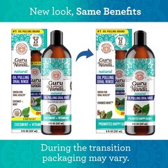 GuruNanda CocoMint Oil Pulling Mouthwash for 8 Fl Oz (Pack of 1), Clear