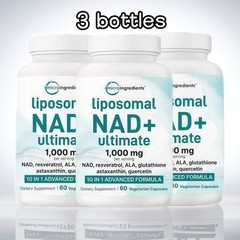 3PCS Micro Ingredients Liposomal NAD+ 1000mg 10-in-1 with Resveratrol 60 Veggie