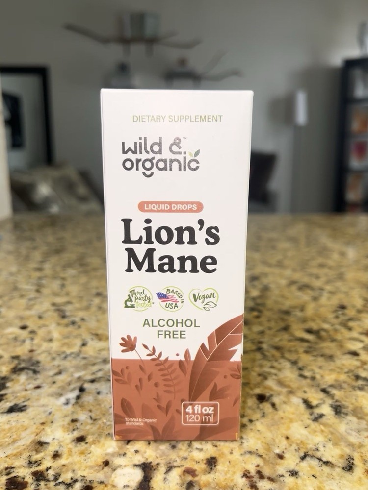 Wild & Organic Lion’s Mane Liquid Drops Alcohol-Free Vegan 4 fl oz