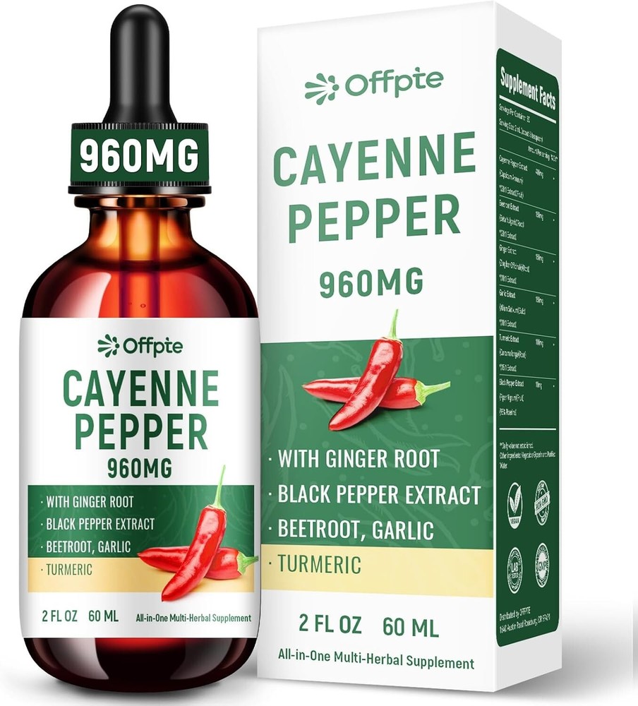 Cayenne Pepper Drops Supplements Liquid 960mg, Beet Root Powder, Turmeric,Ginger