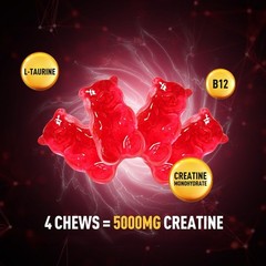 Creatine Monohydrate Gummies – 5g Creatine Monohydrate with L-Taurine, B12, M…
