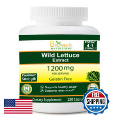 Biotech Nutritions Wild Lettuce Extract 1200 Mg Serving 120 Vegetable Capsule