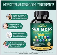 Organic Sea Moss Capsules 150 Capsules Black Seed Oil Ashwagandha Expires 7/2027