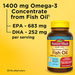 Nature Made Extra Strength Omega 3 Fish Oil 1400mg Heart Brain Support 45 Sgls