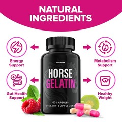 (1 Pack) Horse Gelatin Capsules – HorseGelatin Pills Advanced Formula Supplement