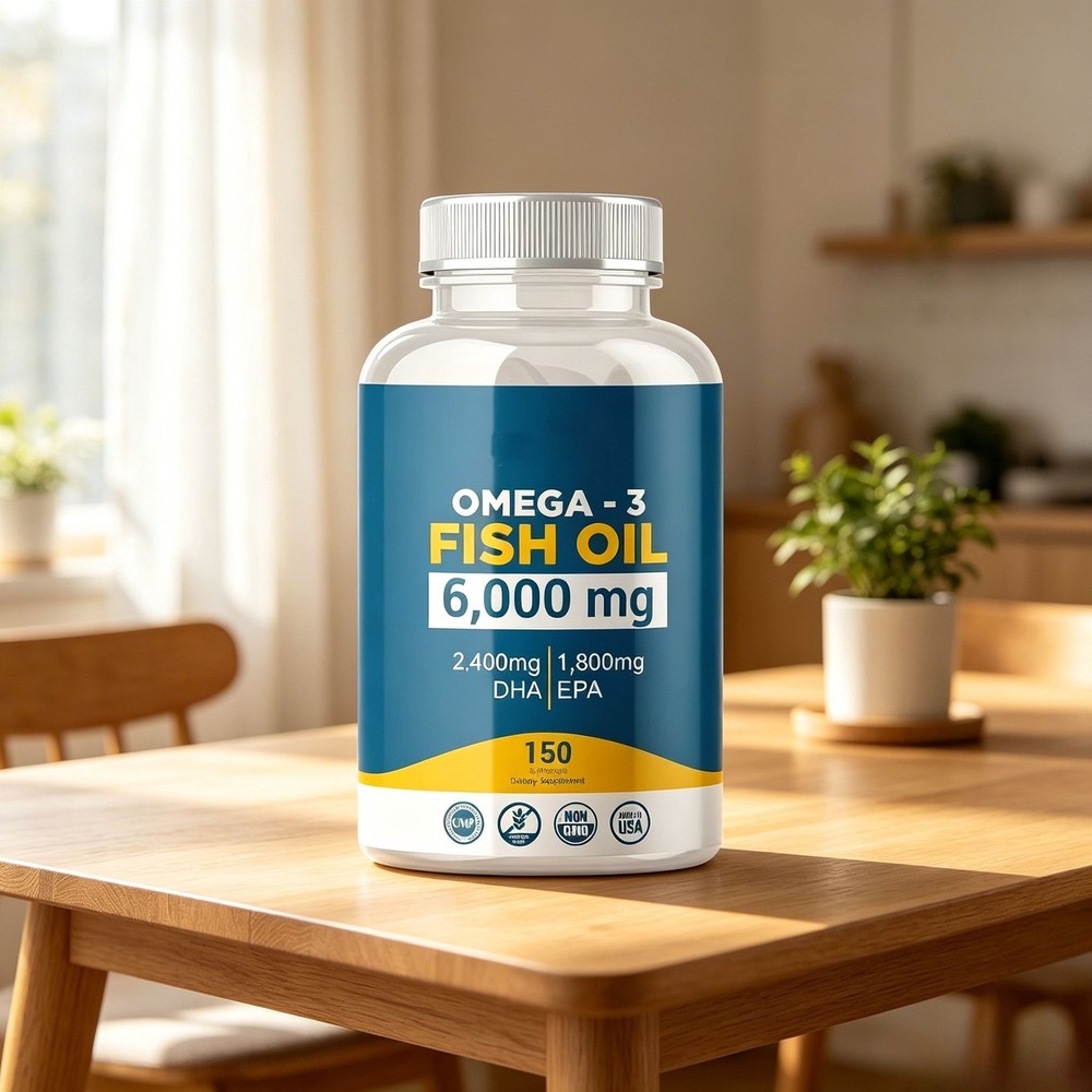 Omega 3 mg Fish Fat 6000 3 with Maximum DHA EPA – Boosts Brain, Liver,immune