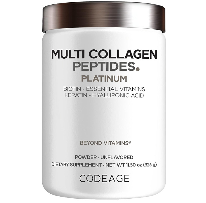 Codeage Multi Collagen Peptides Platinum Powder Biotin Keratin Unflavored 326g