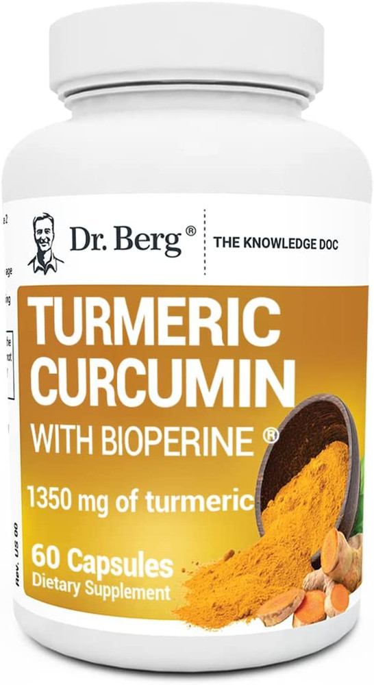 Dr. Berg Turmeric Curcumin Supplement with Bioperine, 1350mg, 60 Capsules
