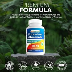 Third-Party Tested 595 Mg Potassium Gluconate Tablets – 250 Count, Made in USA