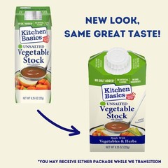 Kitchen Basics Unsalted Vegetable Stock, 8.25 oz Pack of 12 | No Artificial