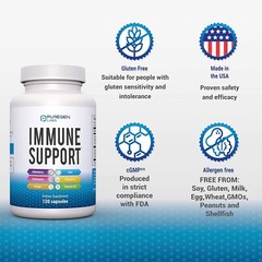 Puregen Labs Immune Support * Powerful 6 in 1 Supplement Blend * 120 Capsules