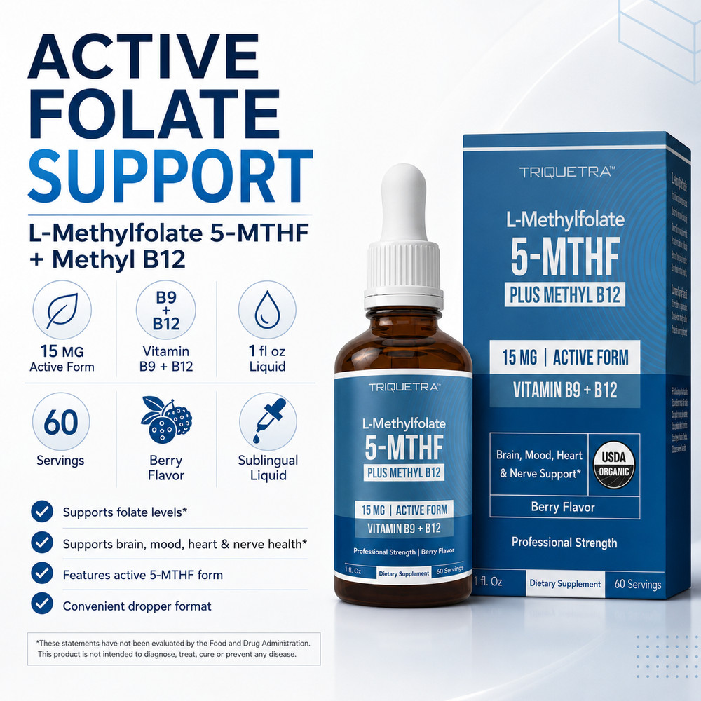 L-Methylfolate 5-MTHF Methyl B12 Liquid Folate Supplement 15mg 60 Servings