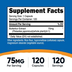 Nutricost Butterbur Extract Capsules (75mg) 120 Capsules – Gluten Free & Non-GMO
