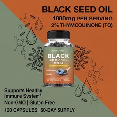 1000mg Cold Pressed Black Seed Oil, Natural Immune Support, 120 Vegetarian Caps
