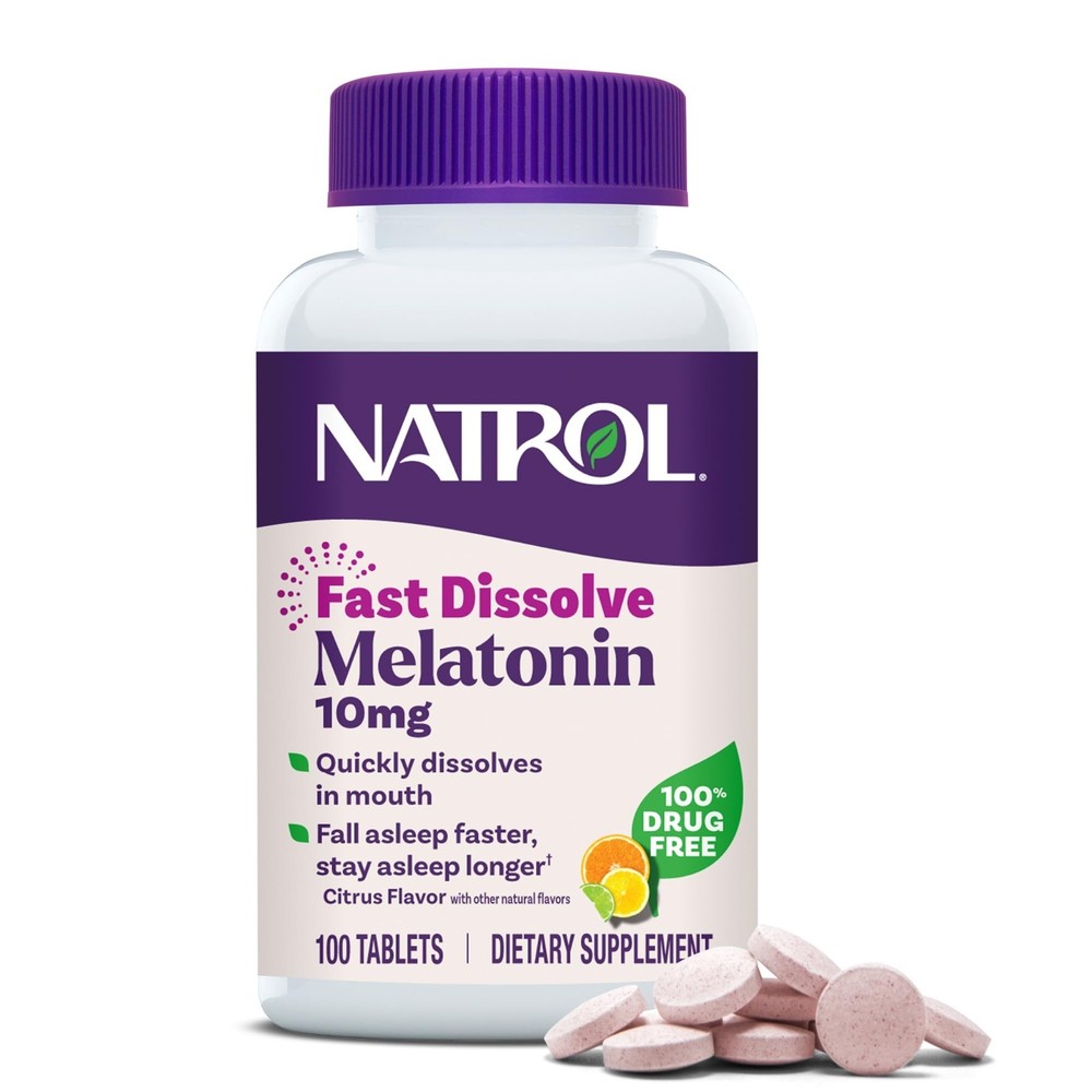 10mg Melatonin Fast Dissolve Tablets – Citrus Flavor, 100 Count Sleep Aid for Ad