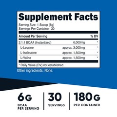 Nutricost BCAA Powder (Unflavored, 30 Servings) – 6.35 Ounce (Pack of 1)