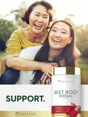 Beet Root Capsules 8000mg, 120 Count, Non-GMO & Gluten Free