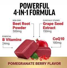 Total Beets Chews Blood Pressure Support Pomegranate Berry Ultimate Heart Health