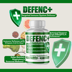 Defenc+- Immune Support- 2 Bottles- 120 Capsules