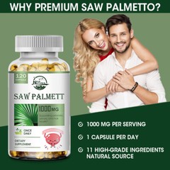 120 Softgels Saw Palmetto Extract 1000mg Prostate Supplement Urinary Men Health