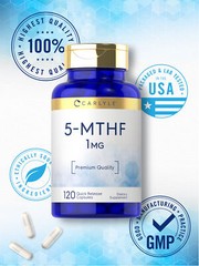 5-MTHF Supplement 1mg | 120 Capsules | L-Methylfolate | Non-GMO | by Carlyle