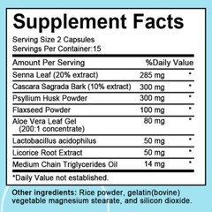 15 Day Cleanse – 30 Capsules – Gut Support Colon Cleansing & Detox