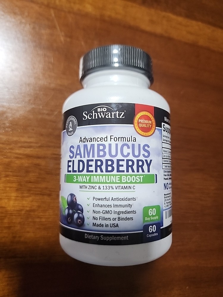 BioSchwartz Sambucus Elderberry Capsules with Zinc & Vitamin C – 60 Count