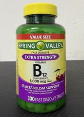 Spring Valley Extra Strength Vitamin B12, 300 Fast Dissolve Tablets, Cherry 8/26