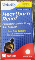 ValuRx Heartburn Relief 1 pk of 50 Tablets-New-SHIPS N 24 HOURS